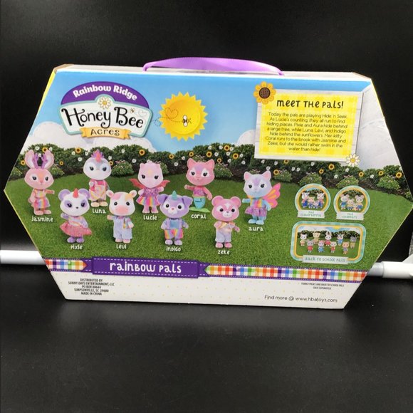 Honey Bee Acres Rainbow Ridge Rainbow Pals Flocked 9 Figure Set - Picture 2 of 2